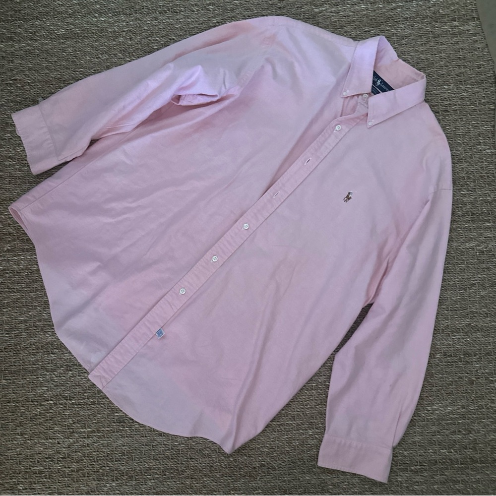 Vintage Ralph Lauren XL Men Pink button down shirt.